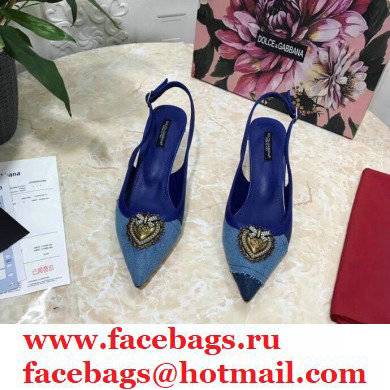 Dolce  &  Gabbana Heel 6.5cm Devotion Slingbacks in Patchwork Denim 2021